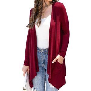 Womens Red Cardigan With Pockets Small Lightweight Sweater Fall Fashion Trends